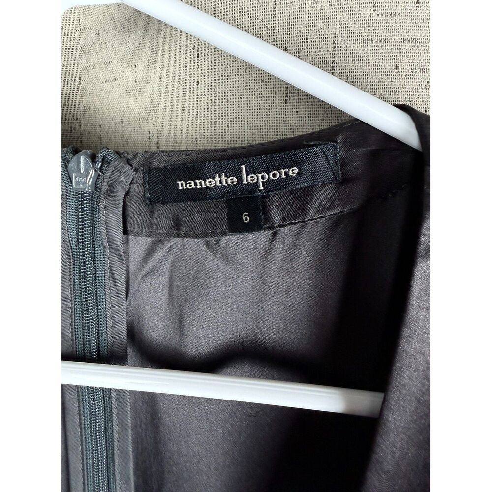Nanette Lepore 100% Silk Charcoal Belted Dress Acetate Lined - Picture 5 of 5